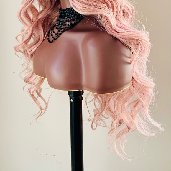 28” Ombre Pearl Pink 4x4 Lace Front Synthetic Wig - Picture 13 of 16